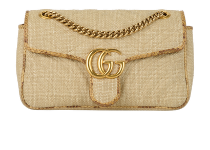 Small GG Marmont, £690, Handbags, Beige, Python/Raffia, Front view
